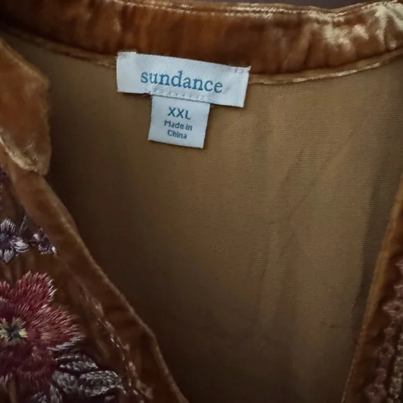 Sundance Mustard Long Sleeve Dress with Floral Embroidery - Picture 3 of 3